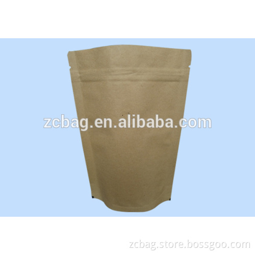 brown Kraft coffee valve one way degassing brown doypack pouch standup zipper lock bags